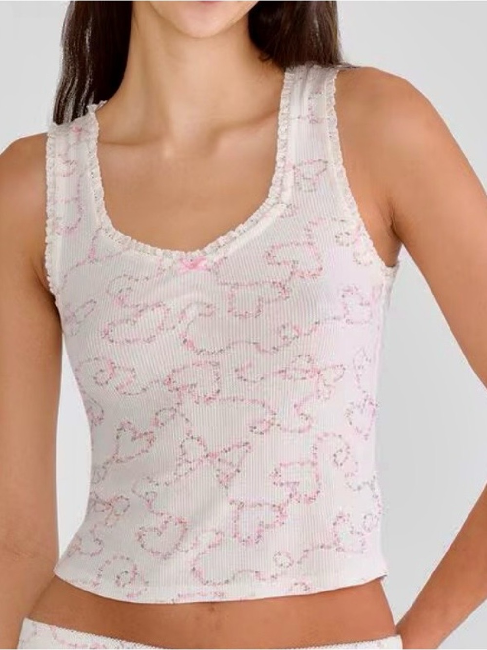 Floral Bow Cropped Waffle Sleep Tank from Aéropostale sizes  XS-XL